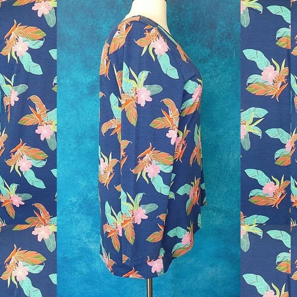 NWT LulaRoe Blue Floral Print Lynnae Top 3XL - Picture 6 of 9